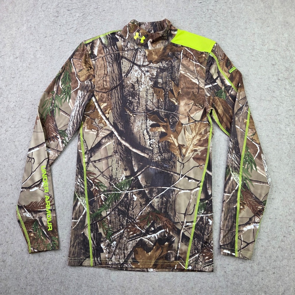 Under Armour Shirt Mens M Realtree Camo Scent Control Compression Coldgear